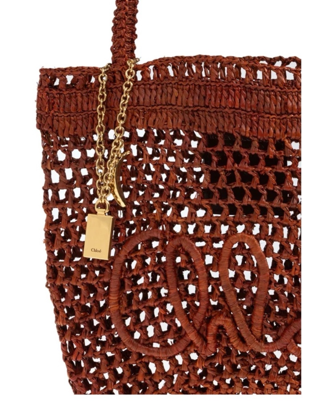 Chloé small summer banana raffia Tote with Gold Charm - Picture 5 of 5